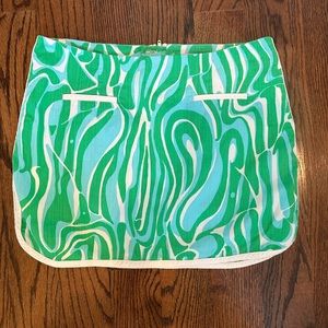 Lilly Pulitzer Tierney Skort Finders Keepers print (Green, White, Blue)